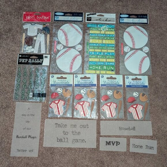 NEW Lot 14 Baseball Player Bat Scrapbook Dimensional Sticker Embellishment Game - Picture 1 of 3